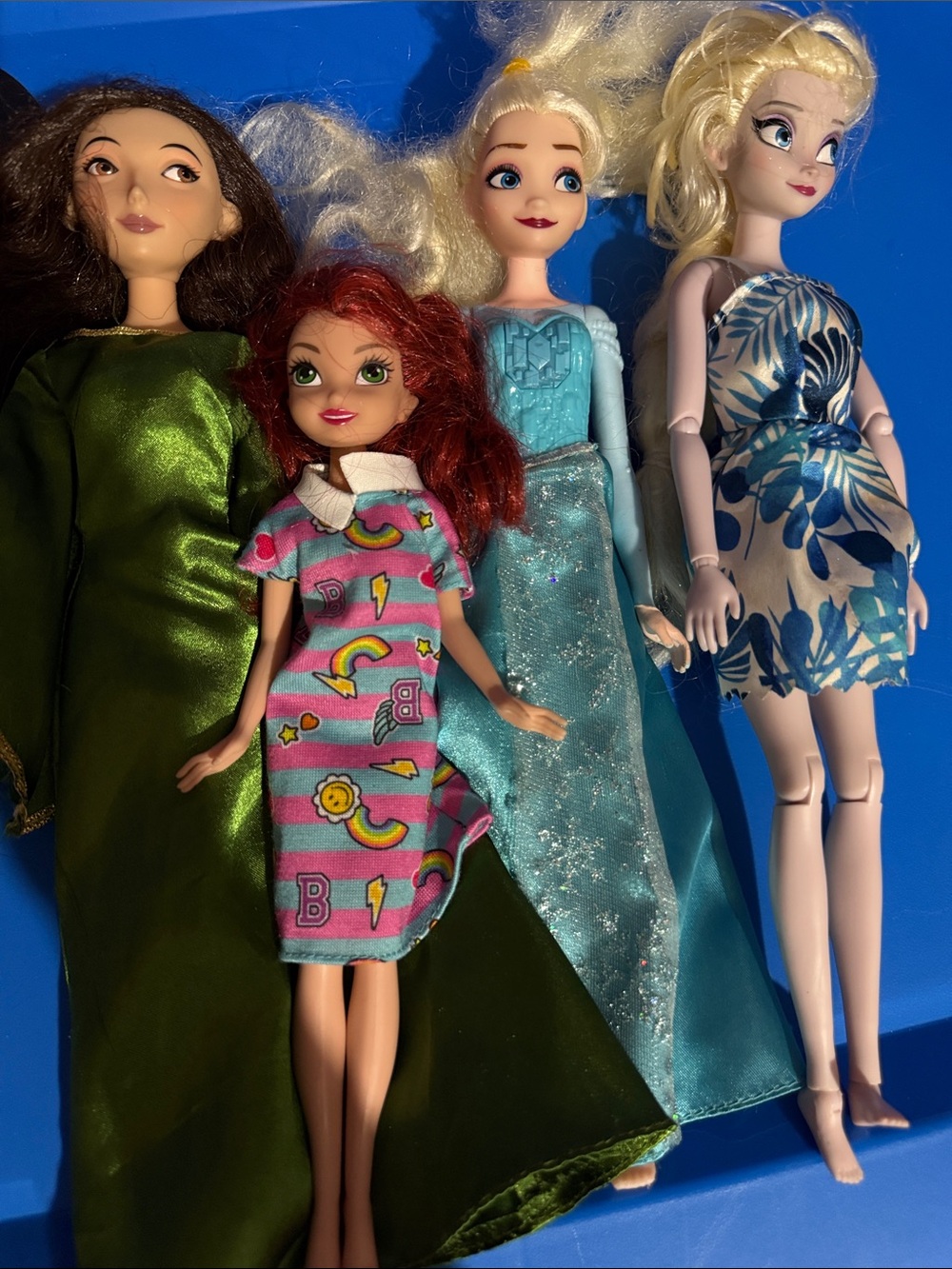 Disney Dolls Assortment - Green, Red, Teal & Blue Outfits